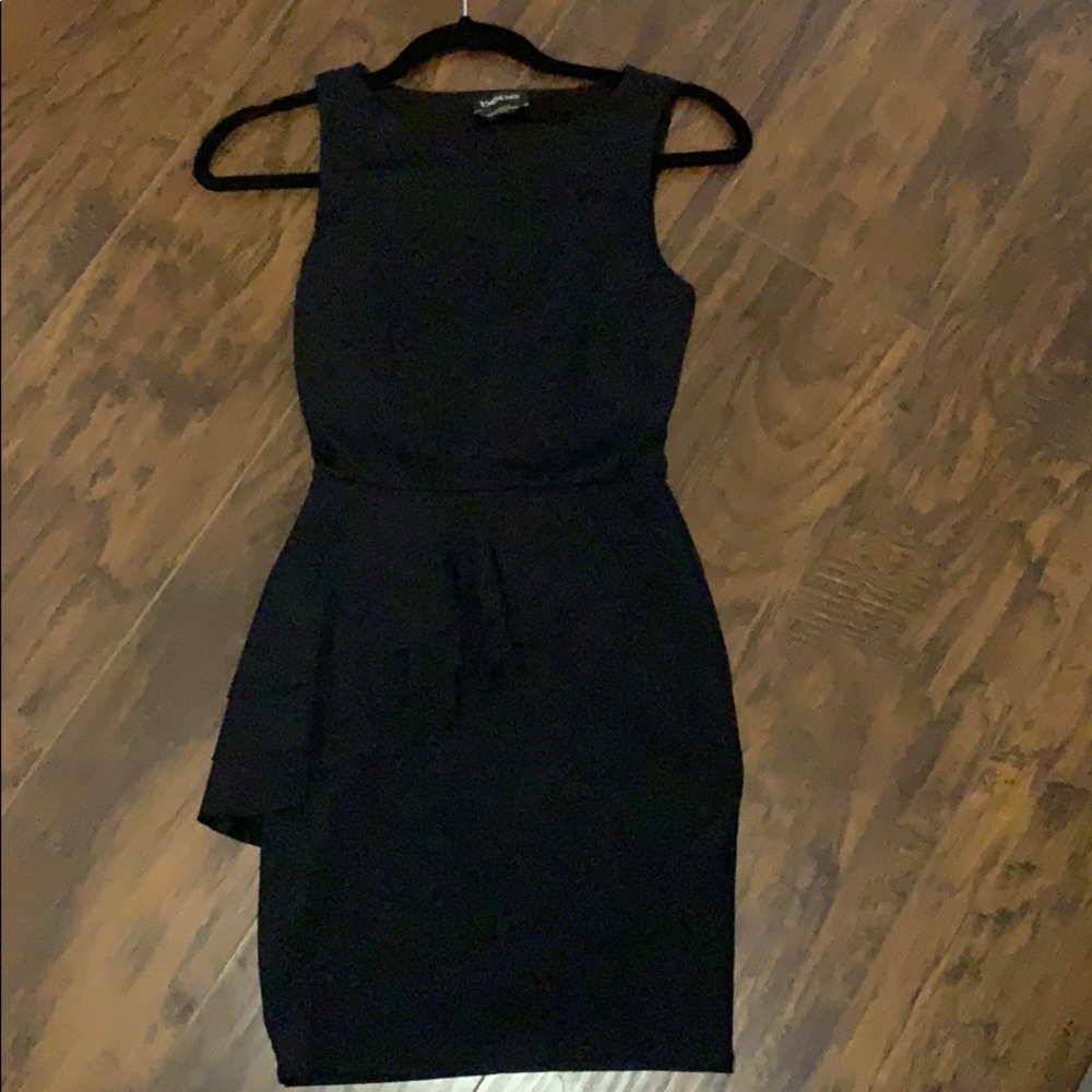 Black Peplum Bebe Mini Dress